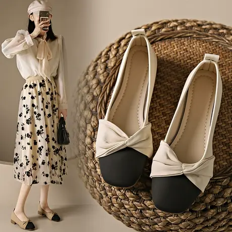 单鞋女瓢鞋温柔晚晚鞋平底玛丽珍女鞋子2023年新款春秋浅口奶奶鞋商品大图