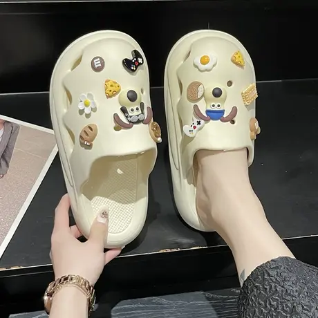 洞洞鞋外穿夏季可爱小狗ins潮时尚卡通踩屎感厚底防滑包头凉拖鞋商品大图