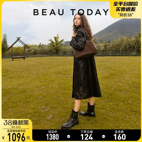 BeauToday马丁靴女2022年新款真皮短靴BT秋季低帮增高复古女靴图片