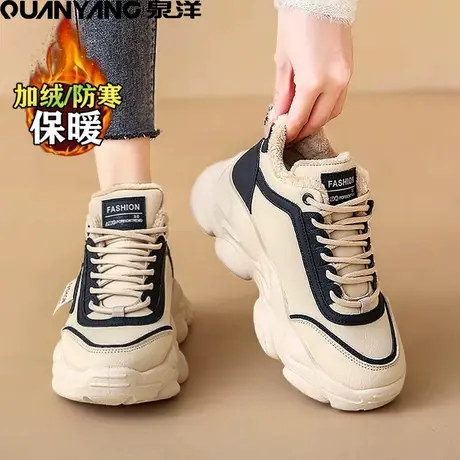 厚底老爹鞋女秋冬2024新款显脚小加绒棉鞋休闲运动ins风爆款超火图片