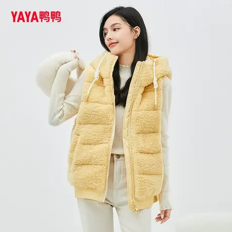 鸭鸭羽绒服马甲女2023年秋冬新品时尚短款连帽泰迪抱抱羽绒马甲L图片