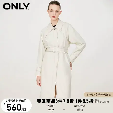 ONLY奥莱2023新款时尚休闲保暖翻领中长款风衣外套女商品大图