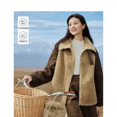 仿羊羔绒柔暖外套2023冬女装新款插肩袖翻领宽松休闲内搭上衣图片