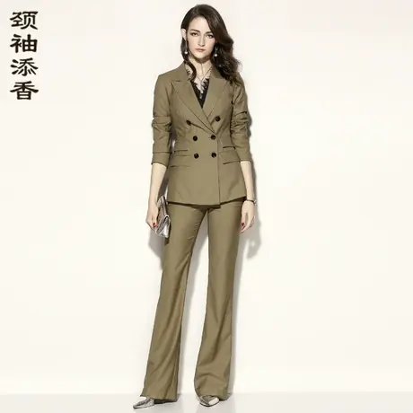 颈袖添香2023商务职业套裤女装时尚OL修身长裤气质职场正装图片