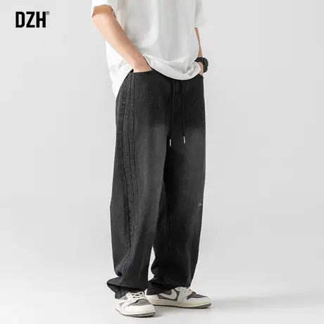 男士阔腿牛仔裤男宽松阔腿裤子男生休闲工装裤春秋款高街直筒长裤商品大图