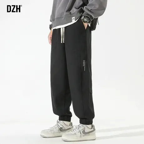 男士黑色束脚休闲裤男潮牌春秋2023年新款百搭裤子高街美式工装裤商品大图