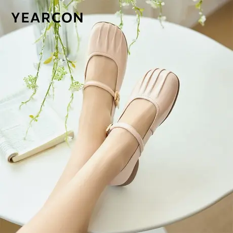 意尔康羊皮妈妈单鞋2025秋季新款软底舒适不累脚洋气玛丽珍皮女鞋图片