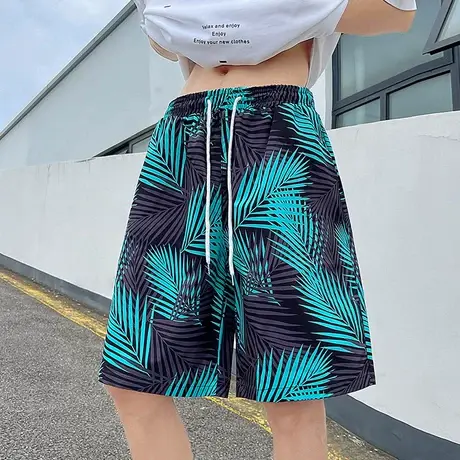 沙滩短裤男夏季薄款速干泳裤潮牌印花大裤衩宽松海边度假五分裤子商品大图