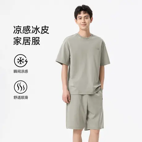 hansca睡衣男款2025夏季冰丝凉感薄款短袖可外穿两件装家居服套装图片