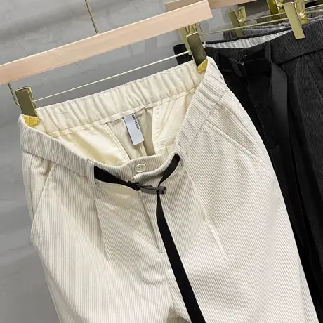 高端春秋季灯芯绒哈伦长裤潮流百搭韩版宽松男士休闲裤小脚九分裤商品大图