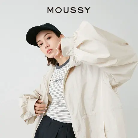 MOUSSY 新品户外风连帽OVERSIZE休闲纯色夹克外套女028HSA30-0681商品大图