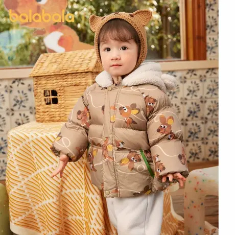 巴拉巴拉男宝宝羽绒服儿童2024女童冬季外套毛绒连帽可爱保暖时尚商品大图