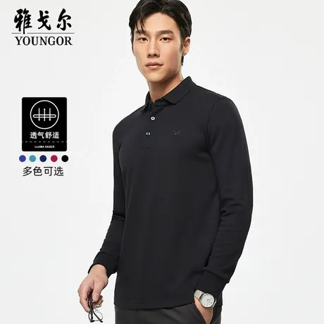 雅戈尔奥莱 男装莫代尔秋季商务休闲长袖T恤POLO衫男商品大图