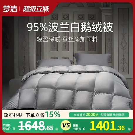 梦洁羽绒被子95白鹅绒兰进口被子被芯桑蚕丝添加高蓬松加厚保暖被商品大图