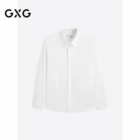 GXG男装 白色肌理简约时尚免烫长袖衬衫 24年秋季品G24X033030商品大图