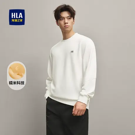 HLA/海澜之家糯米科技卫衣2025秋季新款保暖简约纯色套头上衣男商品大图