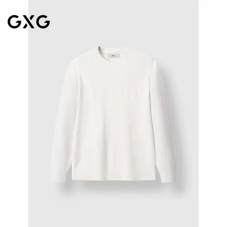 GXG男装 圆领基础保暖毛衫提花通勤内搭针织衫 2024冬季品商品大图