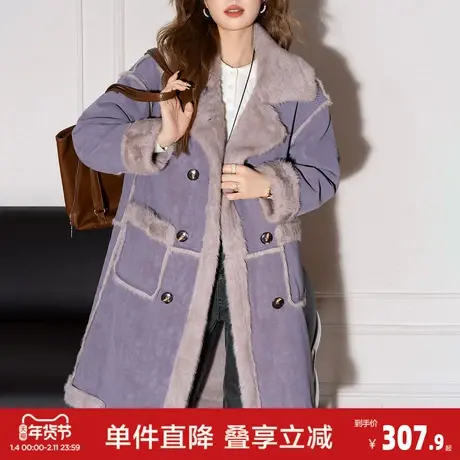 唐狮2026秋冬新款女士厚外套仿羊羔毛中长款款仿皮草外套时尚流行商品大图