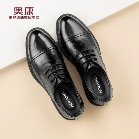 奥康皮鞋男款结婚新郎鞋春季真牛皮男士增高鞋三接头商务正装鞋子商品大图