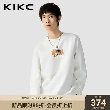 kikc卫衣男2023秋装新款商场同款卡通图案刺绣印花潮流休闲套头衫图片