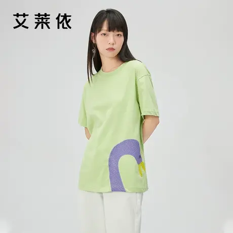 艾莱依呆呆鹅IP联名设计感纯棉t恤女装夏季新款时尚休闲短袖上衣商品大图