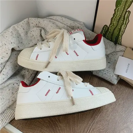 Betoo 2023新款爆款女鞋厚底小白鞋女贝壳头板鞋子女百搭ins潮商品大图