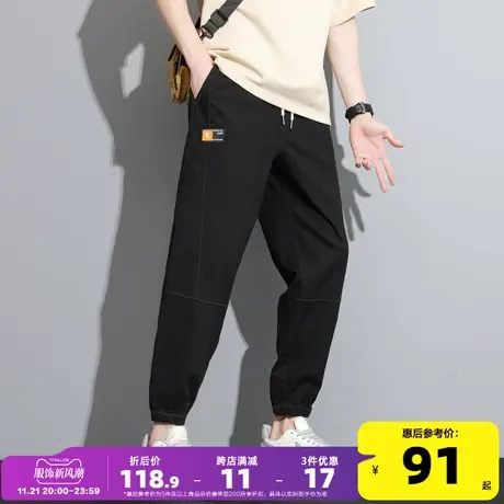 唐狮2023新款夏季牛仔裤男宽松束脚直筒舒适潮流百搭休闲裤子男商品大图