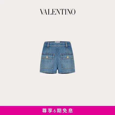 【24期免息】华伦天奴VALENTINO女士深蓝牛仔短裤商品大图