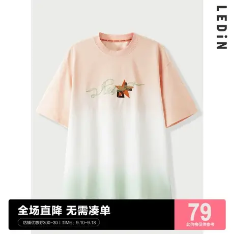乐町印染飘带字母T恤春季新款短袖上衣C1DAC1301商品大图