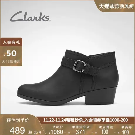 Clarks其乐女鞋秋冬短靴复古潮流及踝靴女时尚搭扣马丁靴单靴图片
