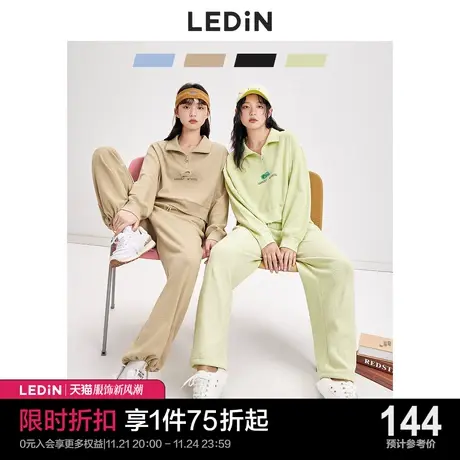 乐町休闲抽绳长裤休闲夏季新款彩色阔腿裤女宽松裤子运动裤显瘦商品大图