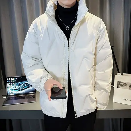 轻薄羽绒服男冬季2023韩版简约轻熟风潮牌立领冬装大码白鸭绒外套图片
