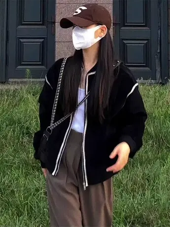 棒球服女短款2023春秋新款小个子休闲百搭爆款开衫夹克外套商品大图