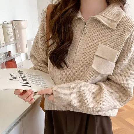 2023年秋冬季新款加厚毛衣女宽松设计感长袖洋气针织衫女装上衣潮商品大图