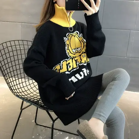 毛衣女装2024年新款秋冬季冬款冬装女士高领毛衣裙加厚外穿中长款商品大图