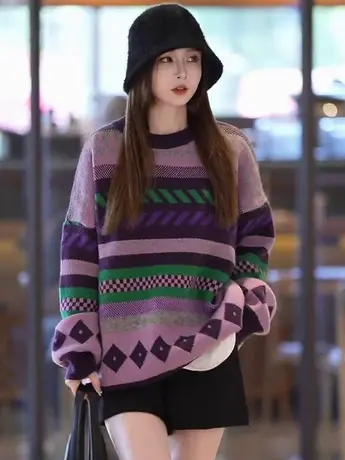 2023秋冬新款宽松毛衣女外穿ins森系慵懒风复古设计感针织衫上衣图片