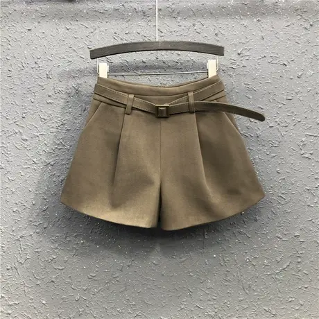 艾天丽春秋新款毛呢短裤女洋气百搭高腰显瘦打底个性外穿阔腿裤潮图片