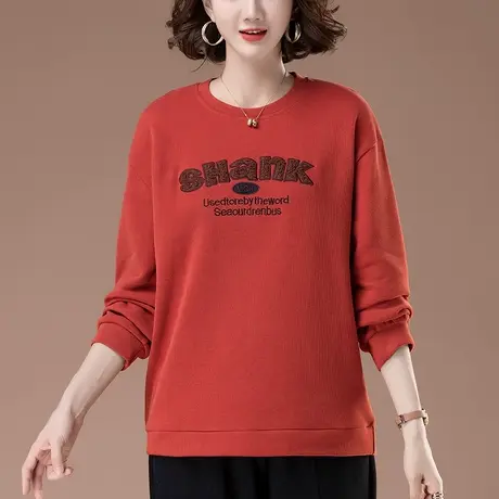 中老年妈妈卫衣女春秋新款加肥加大码女装宽松遮肚子洋气休闲上衣图片