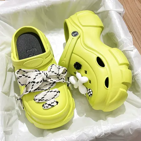 洞洞鞋女2023新款夏季外穿甜酷风厚底增高防滑踩屎感休闲包头拖鞋图片