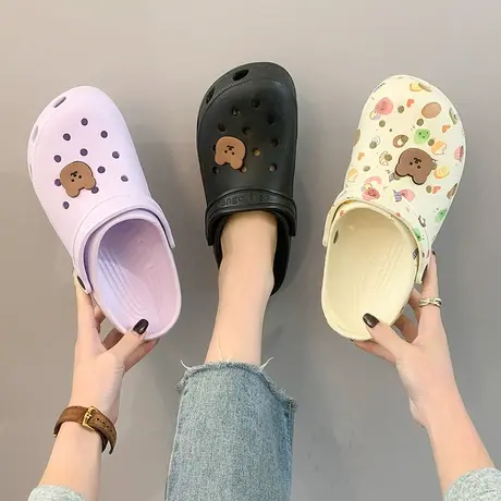 可爱洞洞鞋女护士ins潮防滑厚底软底2025年新款沙滩凉拖鞋女外穿图片