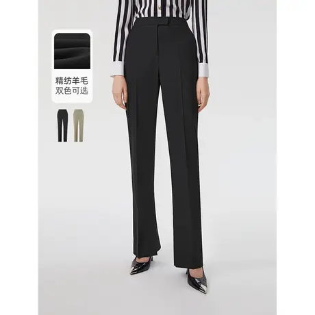 朗姿羊毛时尚高腰显瘦直筒垂感西装裤职业长裤修身女2023春季奥莱商品大图