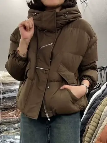 短款羽绒服女2023年冬季新款韩版休闲宽松小个子白鸭绒加厚面包服图片