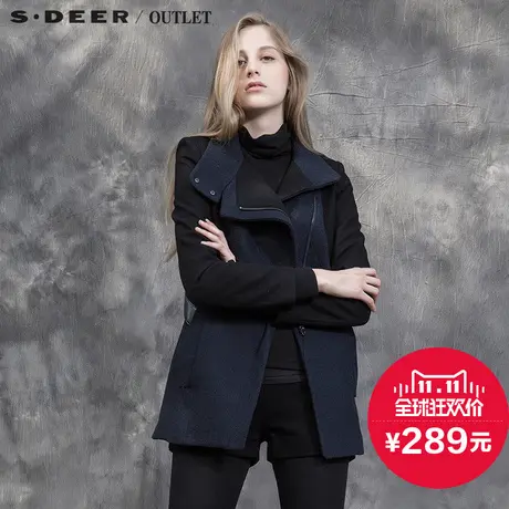 s.🤯deer【🤰新品】🤱圣迪奥正品欧美风立领女士羊毛混纺外套S13482226图片