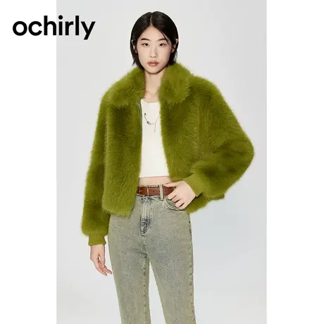 【高级环保皮草】欧时力 仿狐狸毛外套女2023新款冬装软糯保暖图片