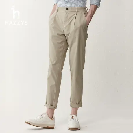 Hazzys哈吉斯男士休闲裤春夏季侧边松紧斜插袋款通勤时尚通勤长裤商品大图