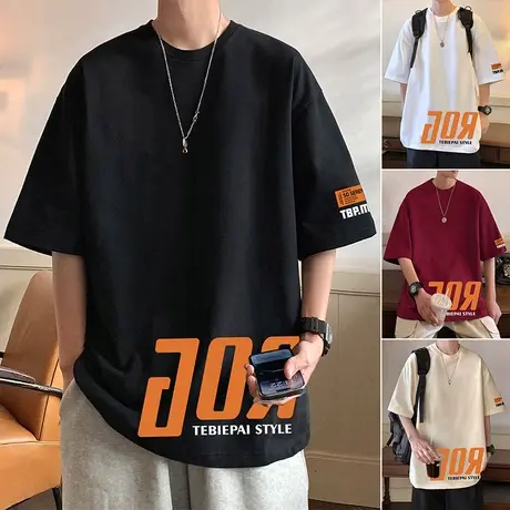 纯棉重磅短袖t恤男夏季美式潮牌2024新款宽松半袖oversize体恤衫图片