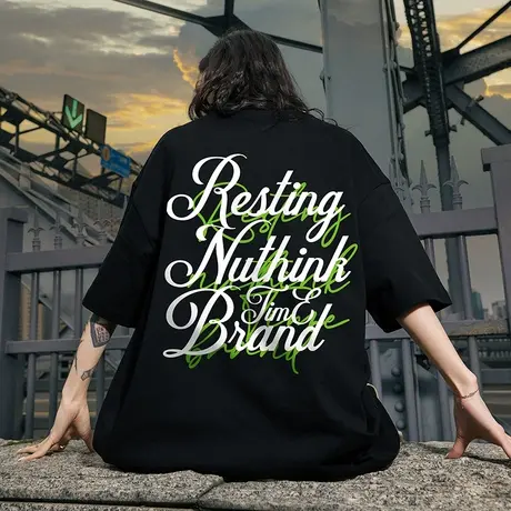 Nuthink西海岸美式高街字母t恤男短袖潮牌宽松潮流大码半袖夏季潮商品大图