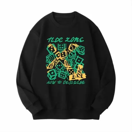 Ohlyah字母方块骰子印花圆领套头美式卫衣男款潮牌宽松青少年打底商品大图