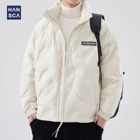 hansca冬季新款鸭绒立领羽绒服男士美式潮牌加厚保暖防寒拉链外套图片