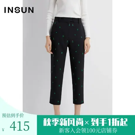 恩裳春秋季时尚撞色定位爱心绣花设计感通勤西装裤商品大图